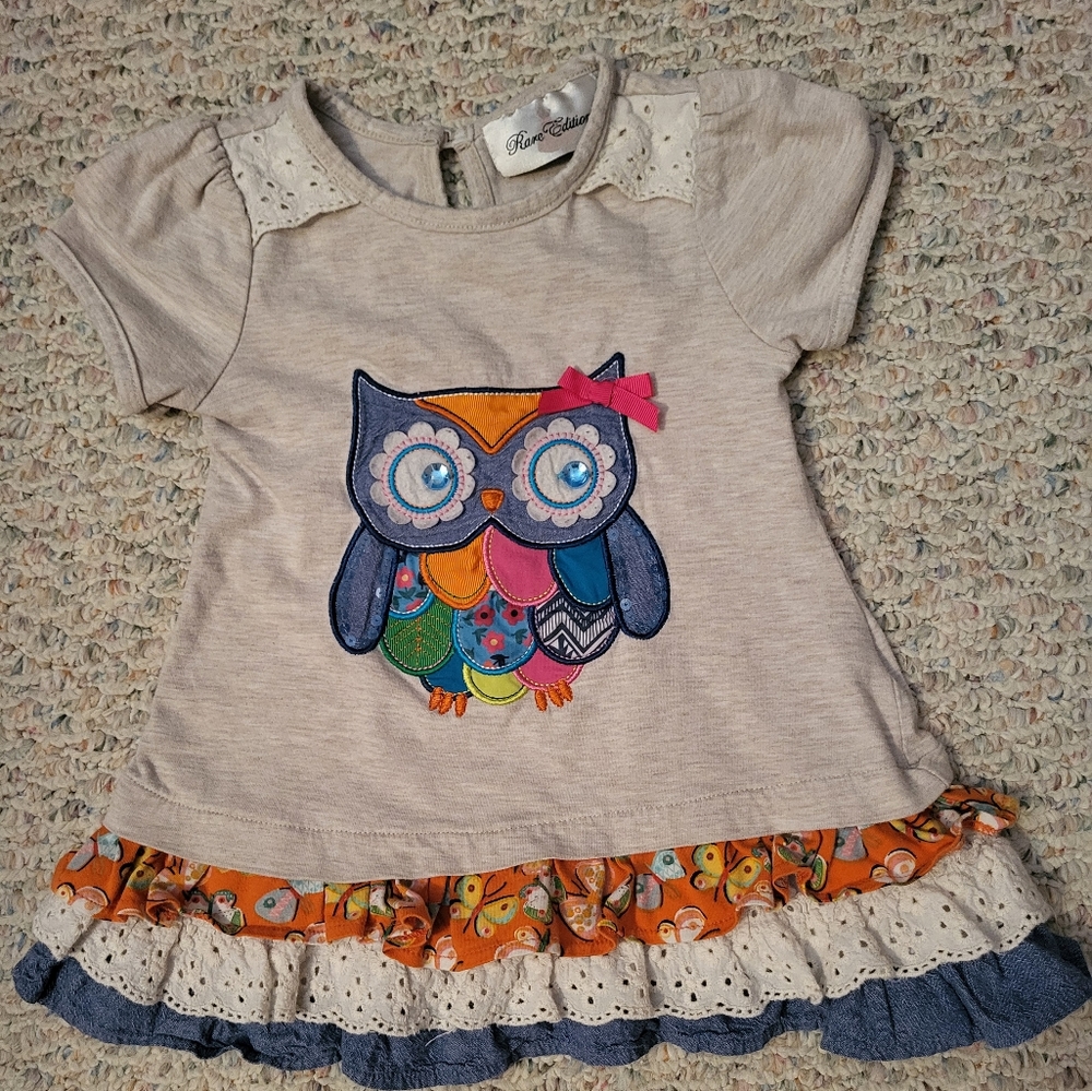Rare Editions girls owl tunic size 4/5